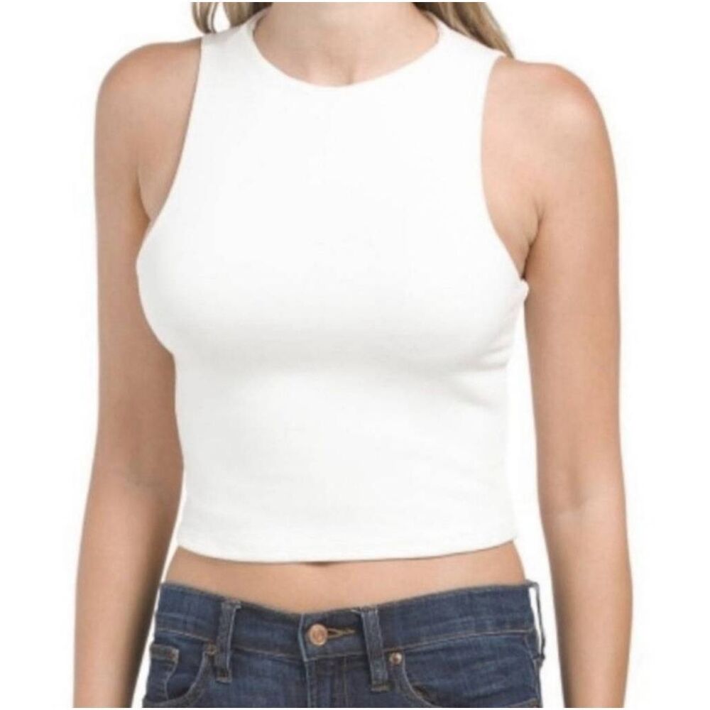 🔹️NWT Sincerely Jules White Cropped Ribbed Sleeveless Top Large